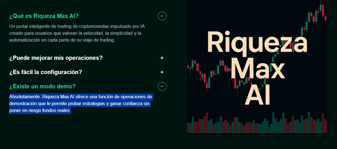 Riqueza Max AI Demo Trading Feature