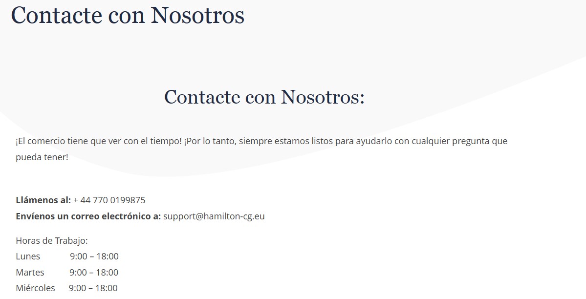 Hamilton Consulting Group Customer Support