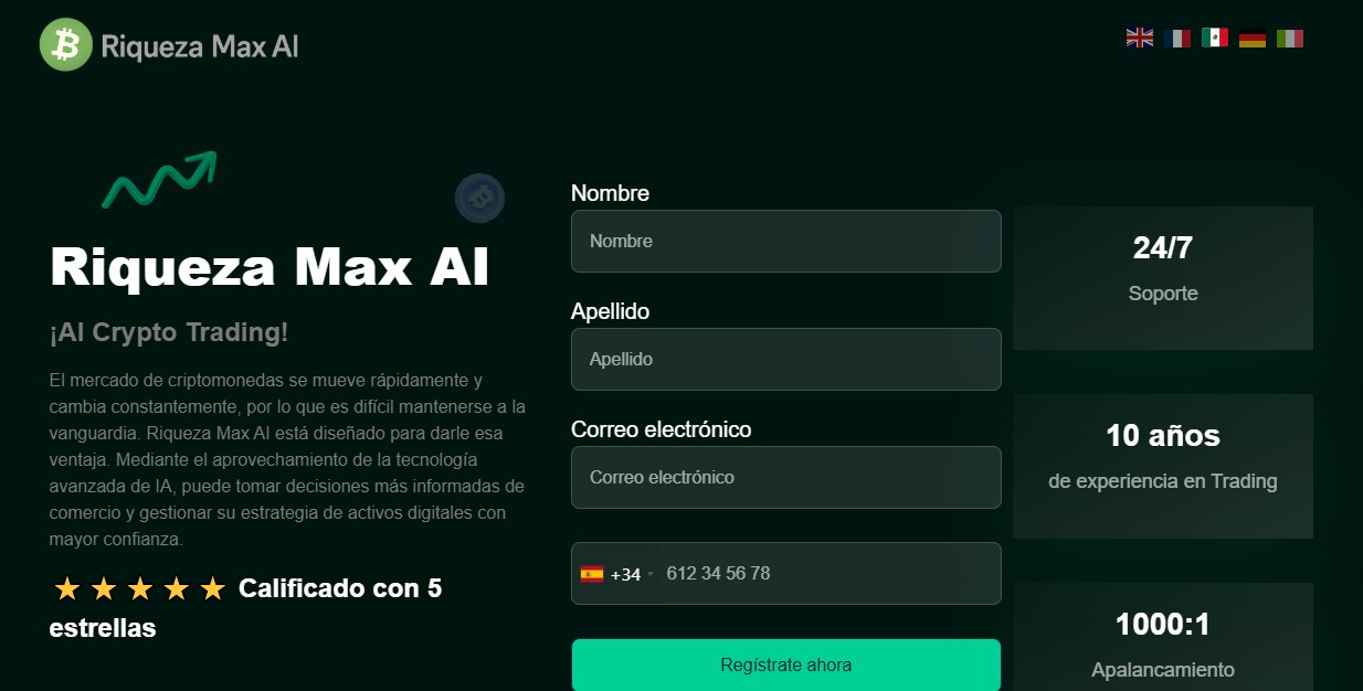 Riqueza Max AI Homepage